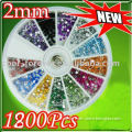 12 Different color 2mm Acrylic Rhinestone Decoration Nail Art Wheel
